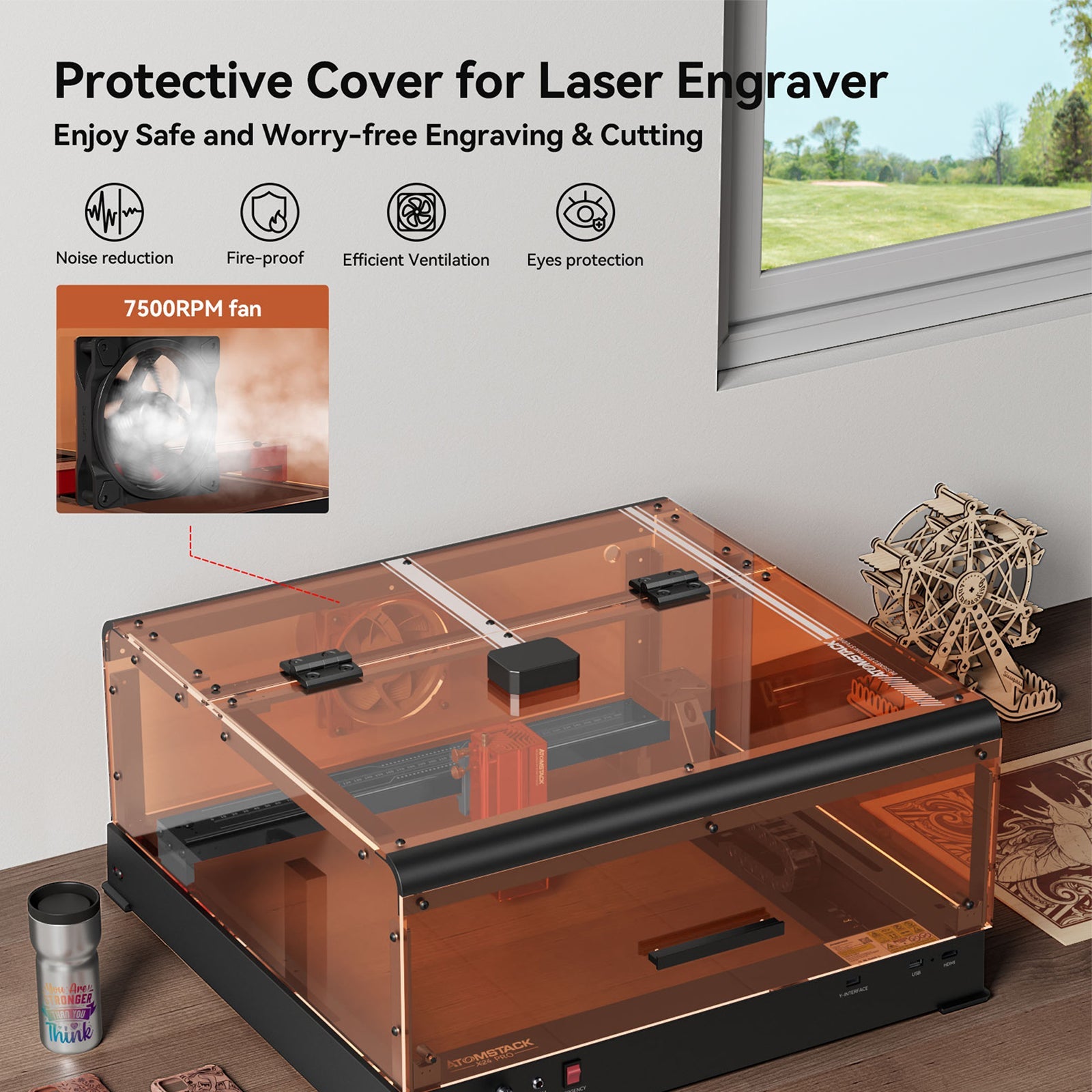 [US Only] Atomstack X24 Pro 120W All-in-one 2nd Generation Laser Engraver + B3 Enclosure Dust-Proof Protective Box