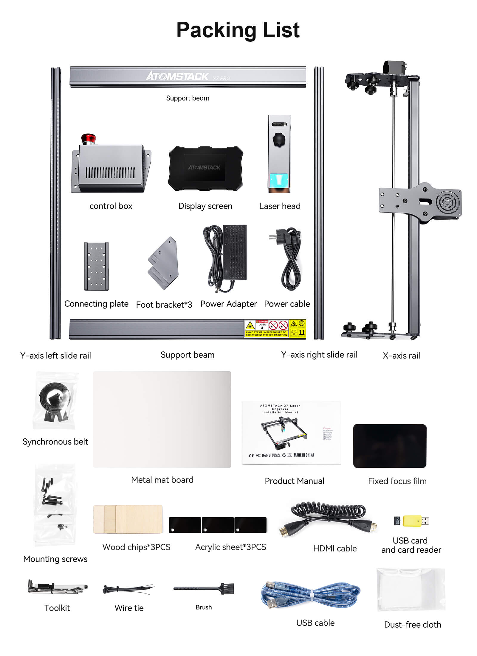 Atomstack X7 Pro 50W Laser Cutter & Engraving Machine + R1 Rotary Chuck
